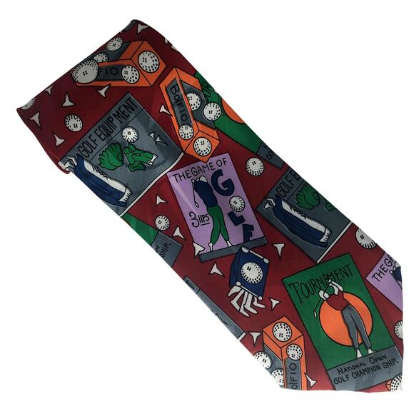 Red Cartoonish Golf Tie - Picture 2 of 5